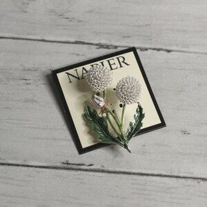 Napier Women's Brooch Fashion Pin Enamel White Flowers
